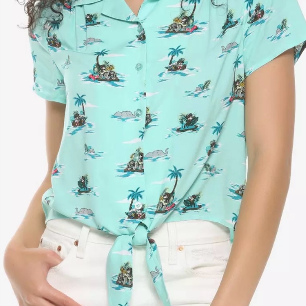Our Universe Mikey Mouse safari tie-front woven button-up